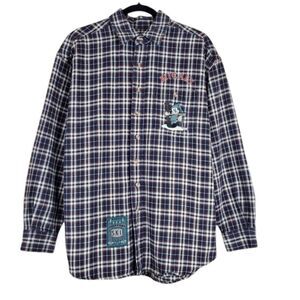 DISNEY Mickey Mouse Ski Lodge Flannel Shirt Men’s Small Plaid Heavyweight